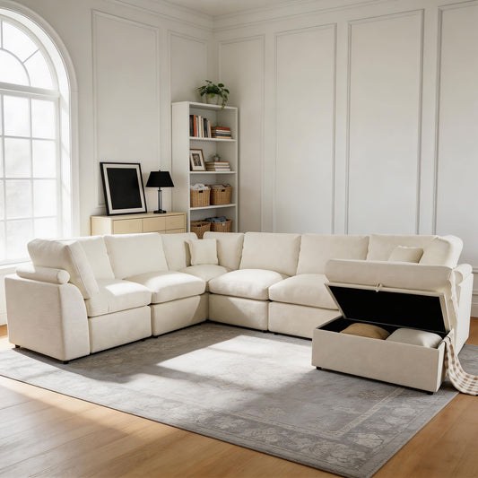 5-seat Modular Sectional Sofa with Hidden Storage