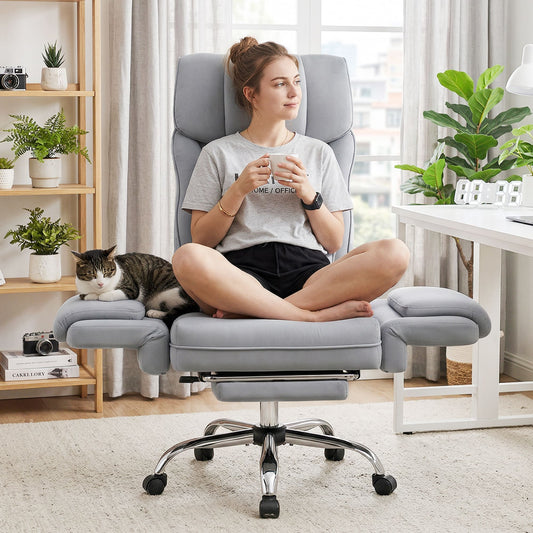 Ergonomic Velvet Office Chair with Wide Cross and Flip-Up Arms