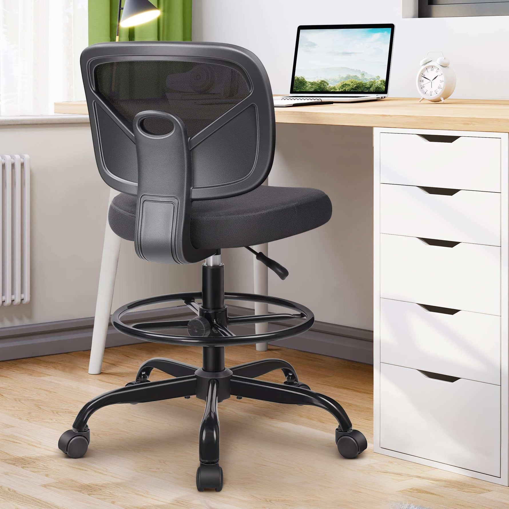 Ergonomic Drafting Chair with Adjustable Foot Ring 777Z - primyoffice