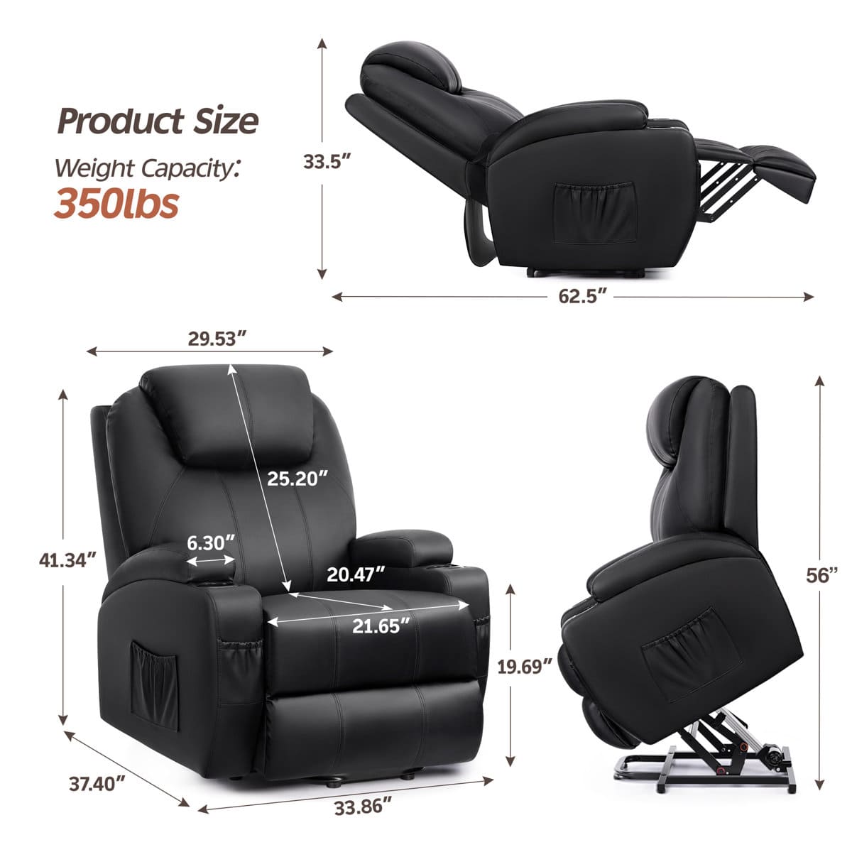 Infinite Position Power Lift Recliner with Massage & Heat 5032A