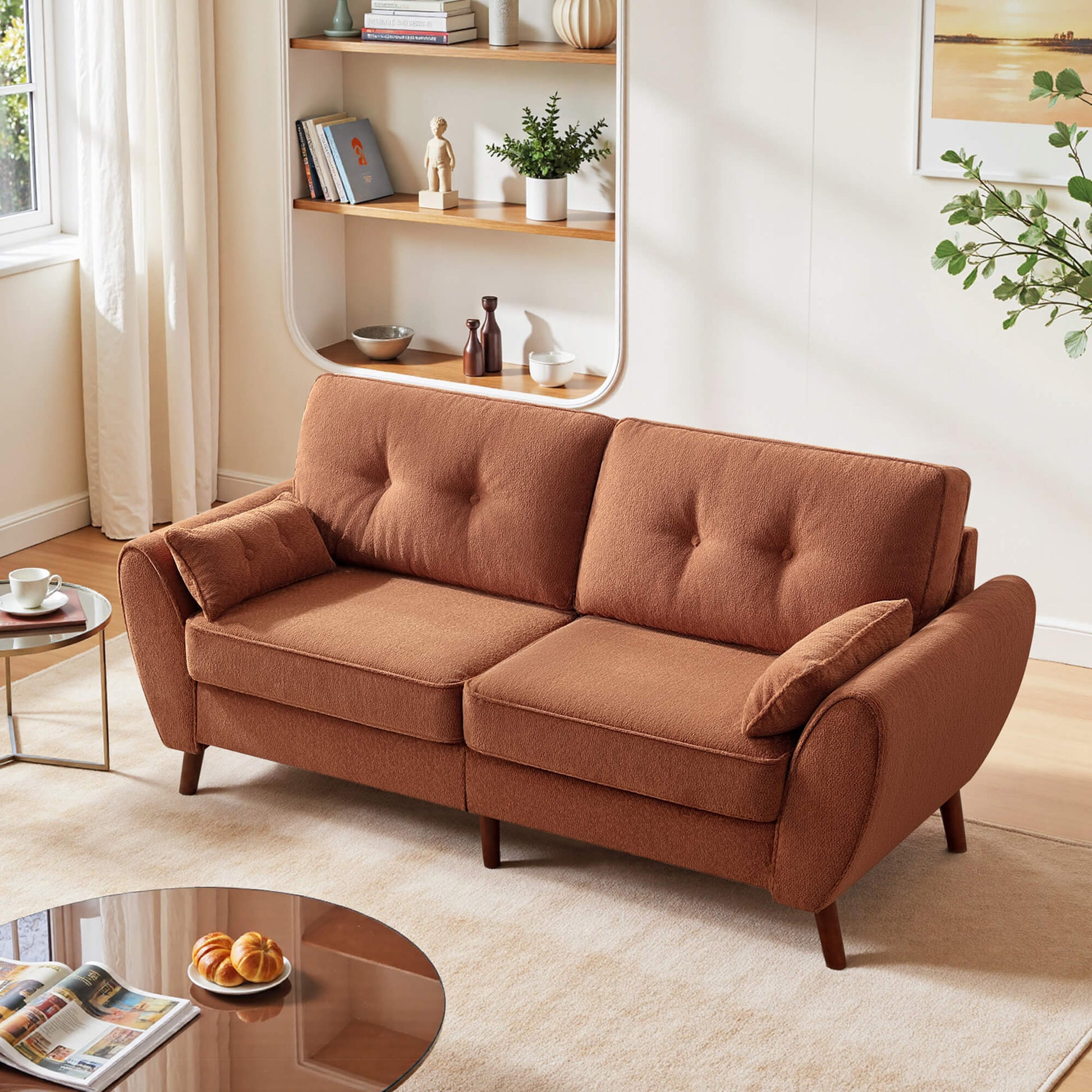 75.5" Wide Modern Loveseat Sofa with Solid Wood Legs