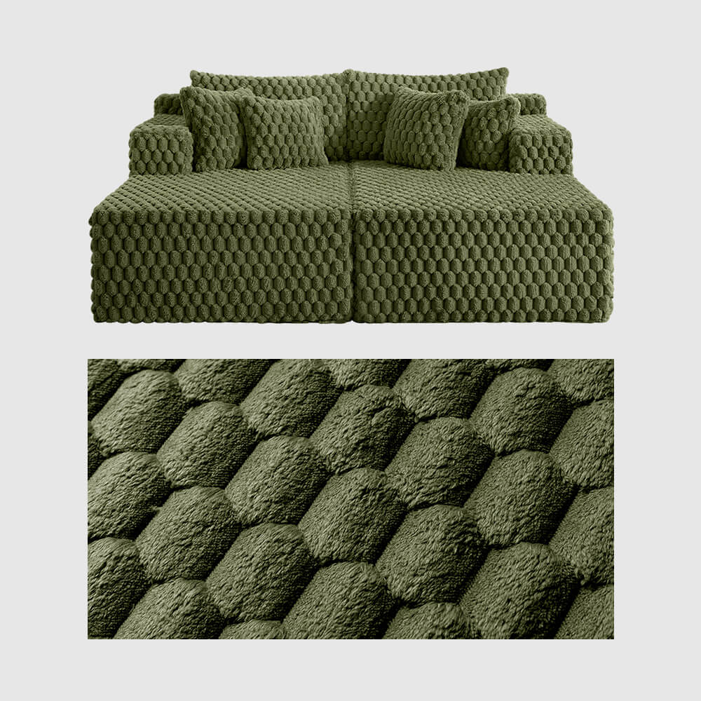 74.8" Oversize Corduroy Double Lounge Chaise Sofa Bed