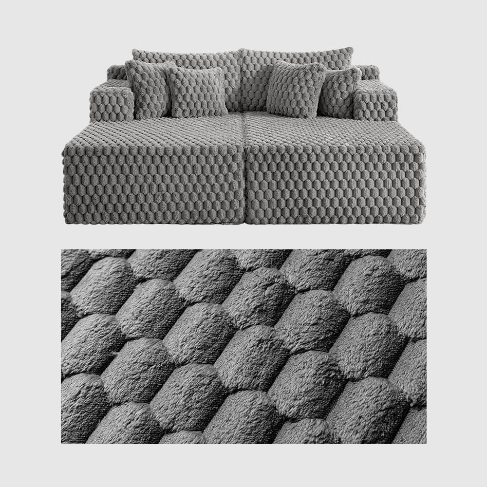 74.8" Oversize Corduroy Double Lounge Chaise Sofa Bed