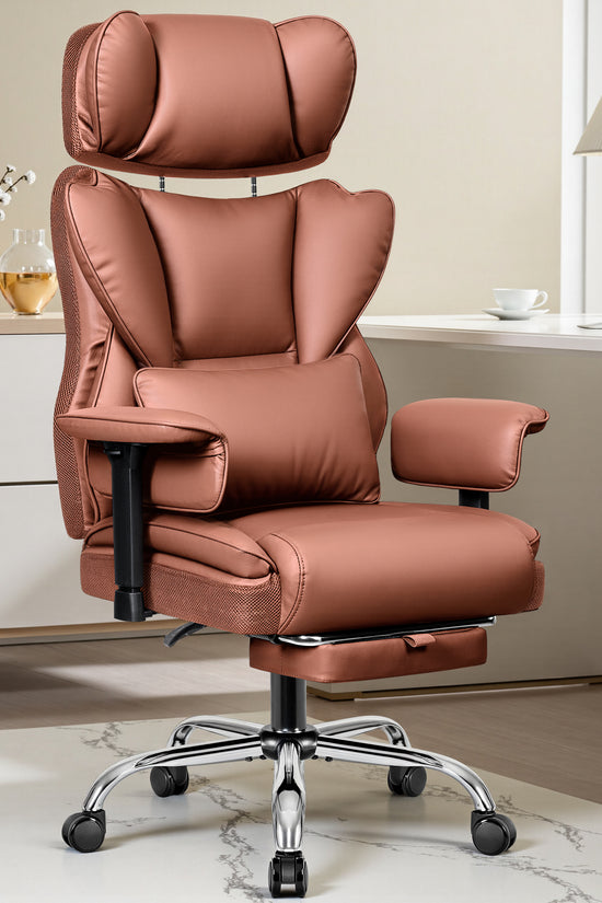 Big & Tall Leather Office Chair with 3D Adjustable Headrest & Armrests 312
