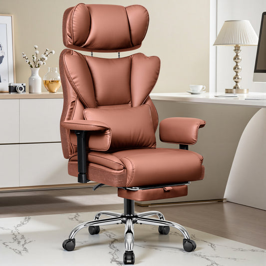 Big & Tall Leather Office Chair with 3D Adjustable Headrest & Armrests 312