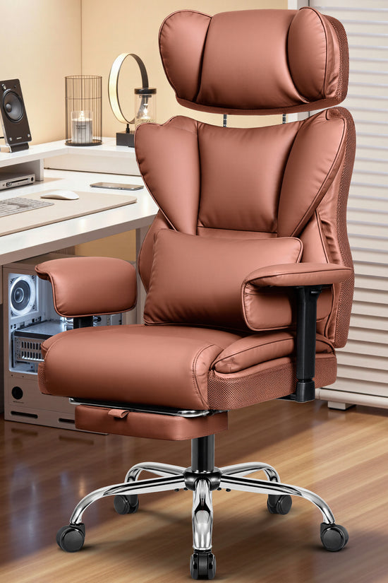 Big & Tall Leather Office Chair with 3D Adjustable Headrest & Armrests 312
