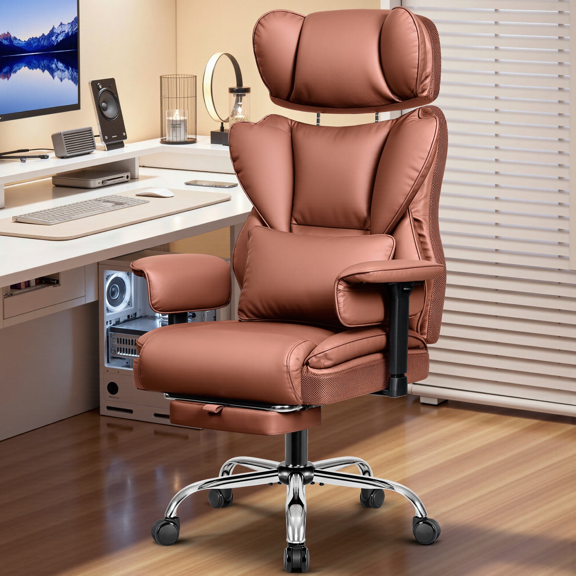 Big & Tall Leather Office Chair with 3D Adjustable Headrest & Armrests 312