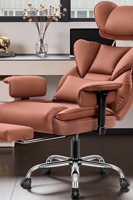 Big & Tall Leather Office Chair with 3D Adjustable Headrest & Armrests 312