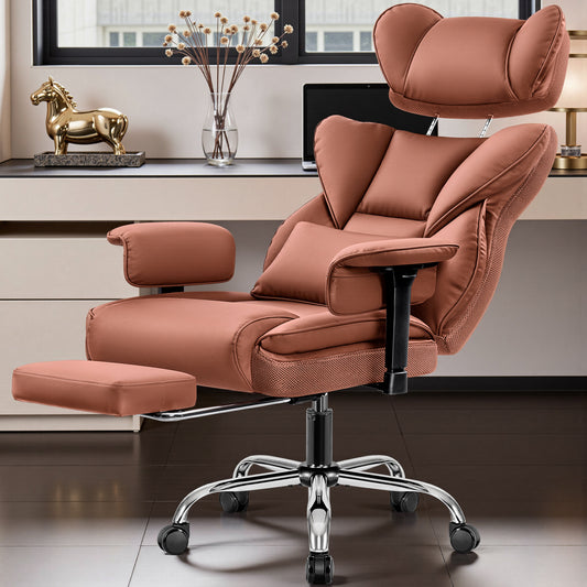 Big & Tall Leather Office Chair with 3D Adjustable Headrest & Armrests 312