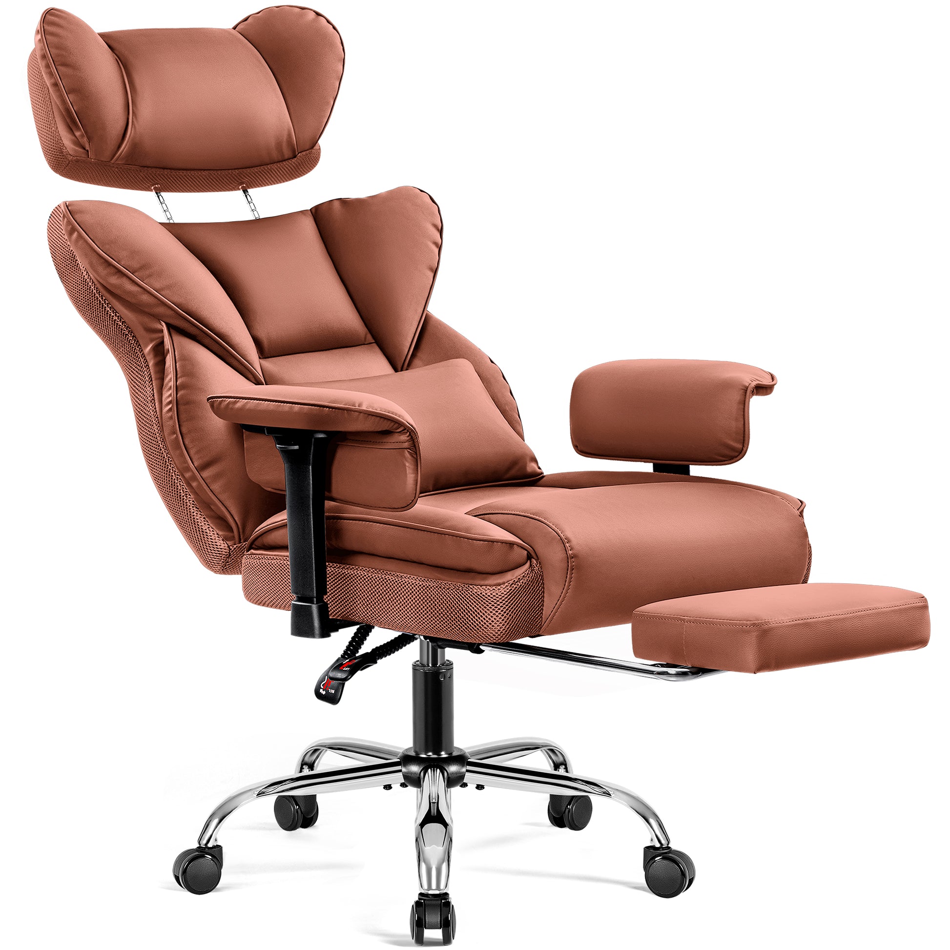 Big & Tall Leather Office Chair with 3D Adjustable Headrest & Armrests 312