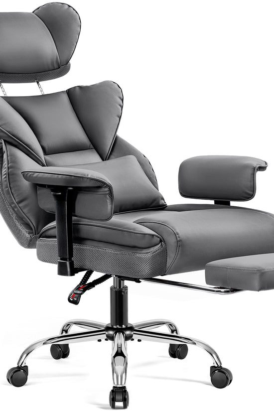 Big & Tall Leather Office Chair with 3D Adjustable Headrest & Armrests 312