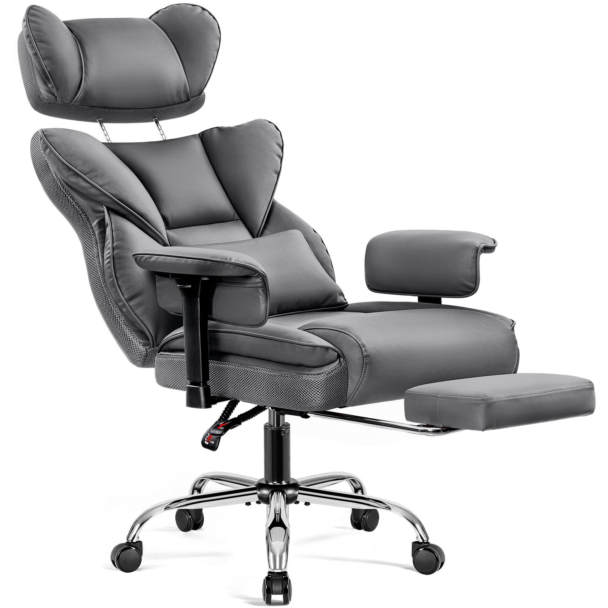 Big & Tall Leather Office Chair with 3D Adjustable Headrest & Armrests 312