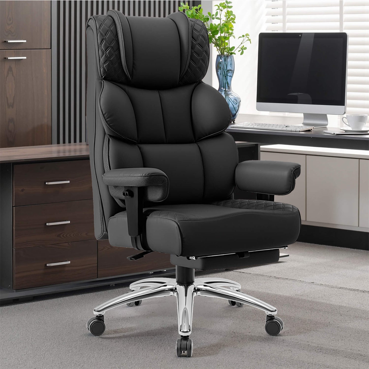 Widened Big and Tall Leather Executive Back Support Office Chair 309