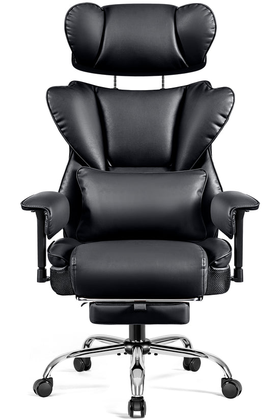 Big & Tall Leather Office Chair with 3D Adjustable Headrest & Armrests 312