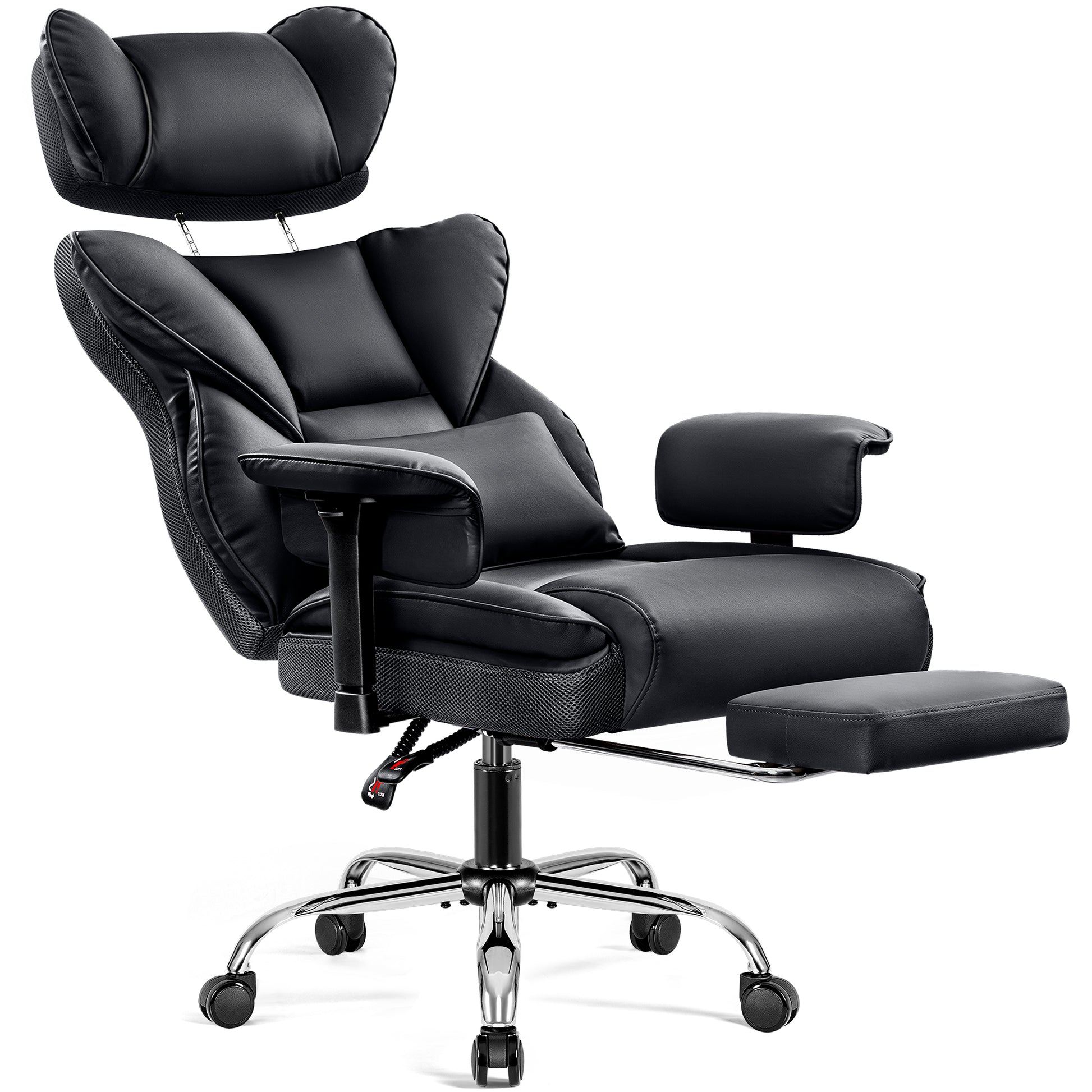 Big & Tall Leather Office Chair with 3D Adjustable Headrest & Armrests 312