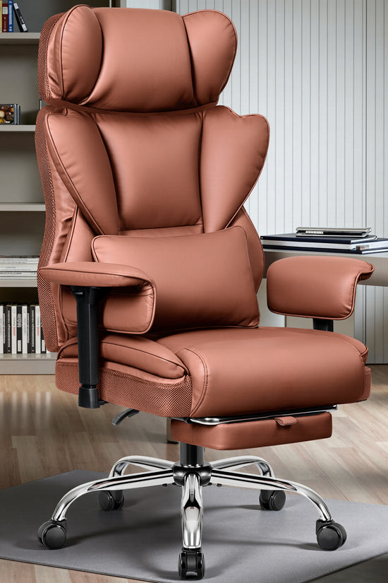 Big & Tall Leather Office Chair with 3D Adjustable Headrest & Armrests 312