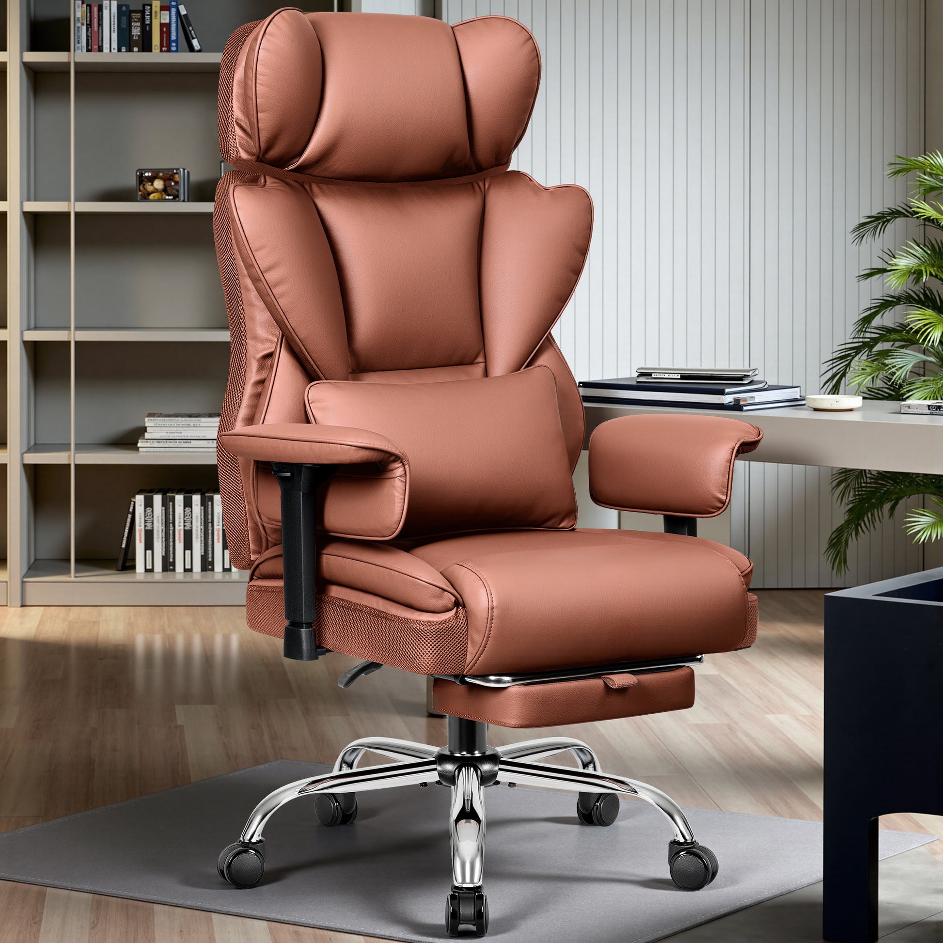 Big & Tall Leather Office Chair with 3D Adjustable Headrest & Armrests 312