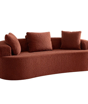 3-Seater Plush Floor Sofa with Cushions & Curved Back