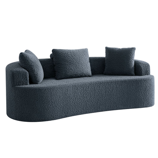 3-Seater Plush Floor Sofa with Cushions & Curved Back