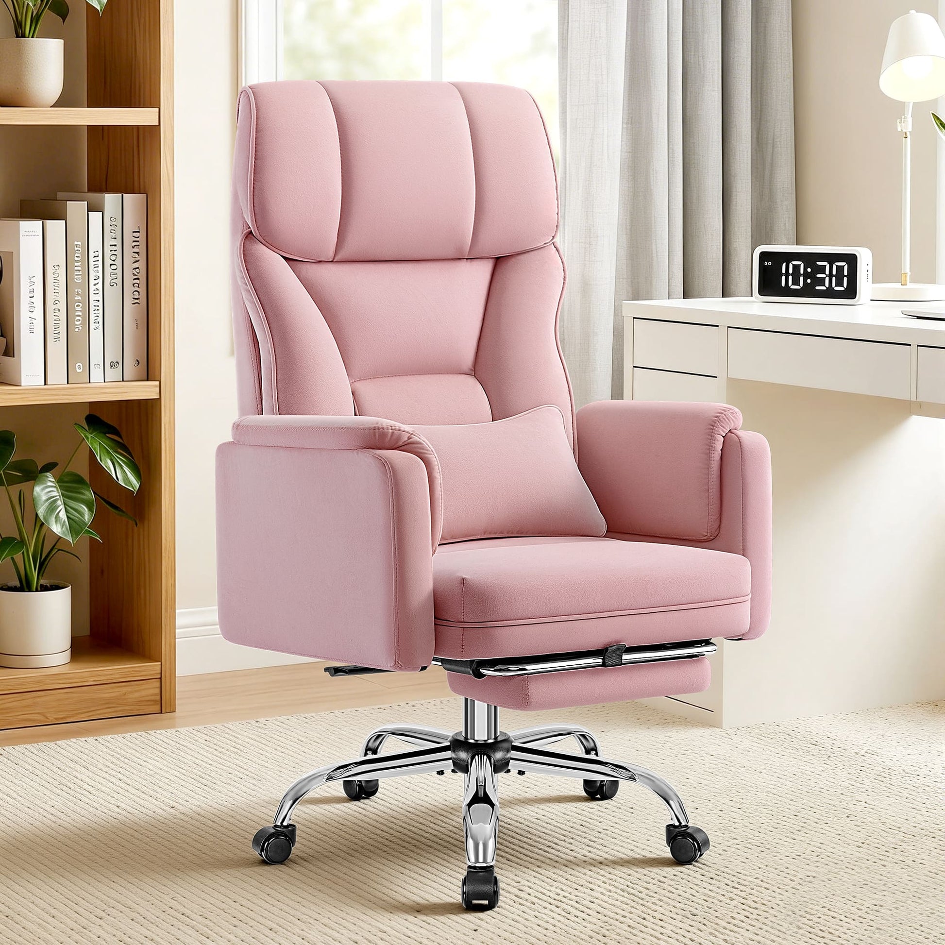 Ergonomic Velvet Office Chair with Wide Cross and Flip-Up Arms
