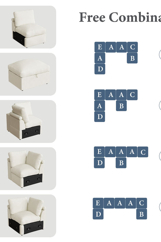 5-seat Modular Sectional Sofa with Hidden Storage