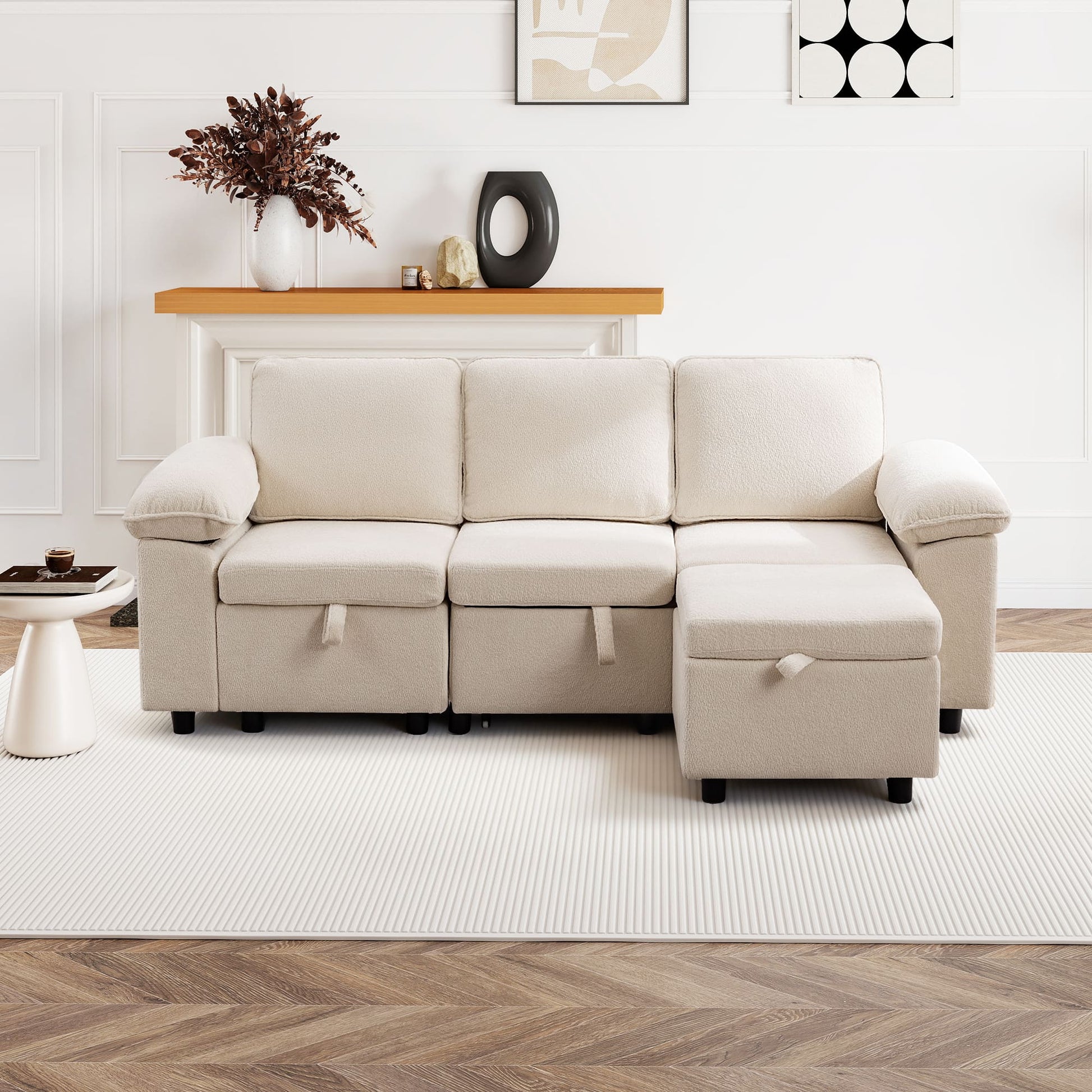 7-Seater Modular Sectional Sofa Couch with Pull-Out Sleeper and Storage