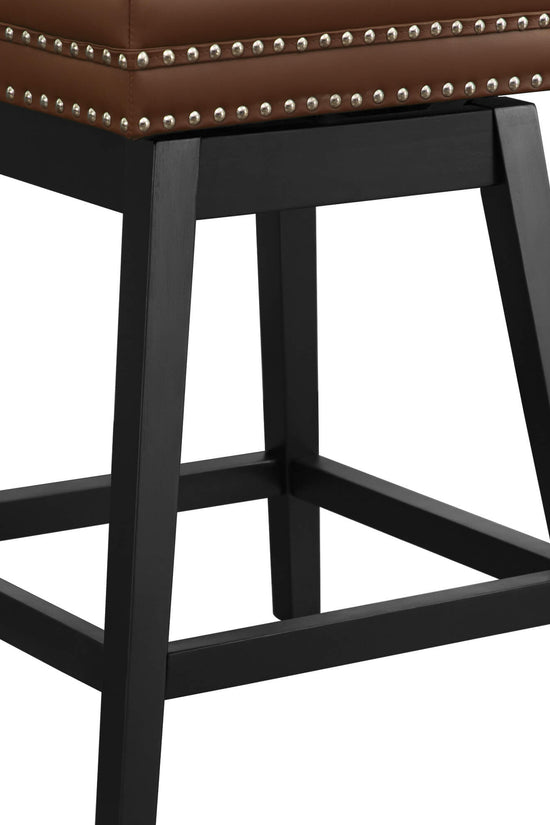 Swivel Bar Stools with Backs and Solid Wood Legs Set of 2