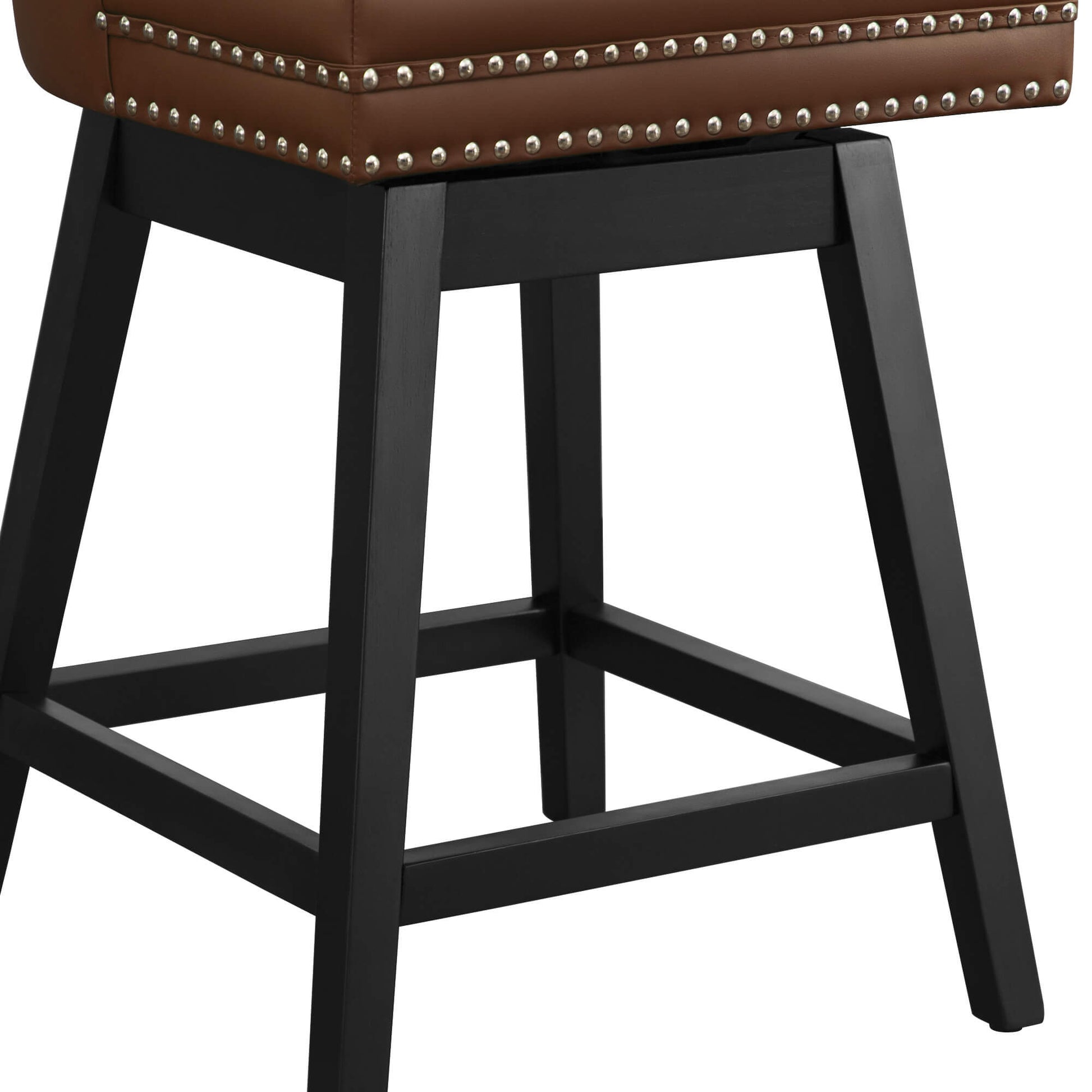 Swivel Bar Stools with Backs and Solid Wood Legs Set of 2