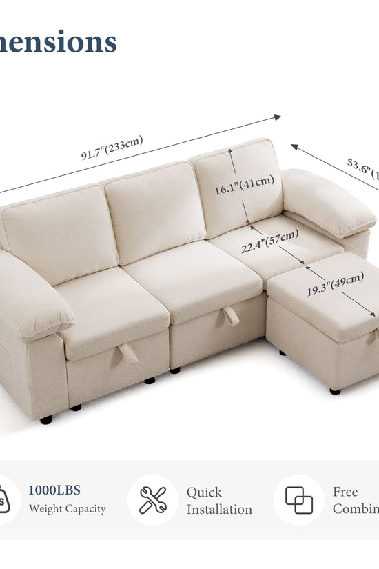 7-Seater Modular Sectional Sofa Couch with Pull-Out Sleeper and Storage