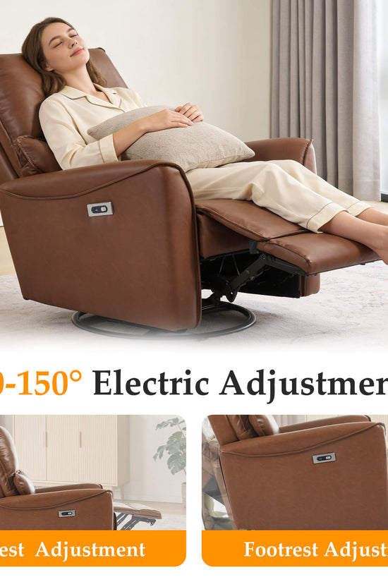 Modern Leather Power Swivel Rocker Recliner Chair