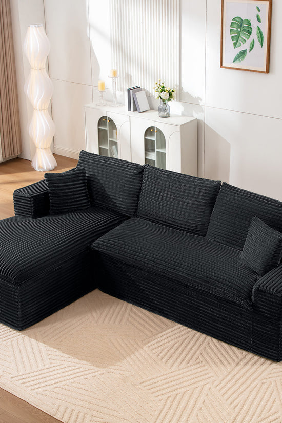 Casual Plush Corduroy L-shape Sectional Sofa