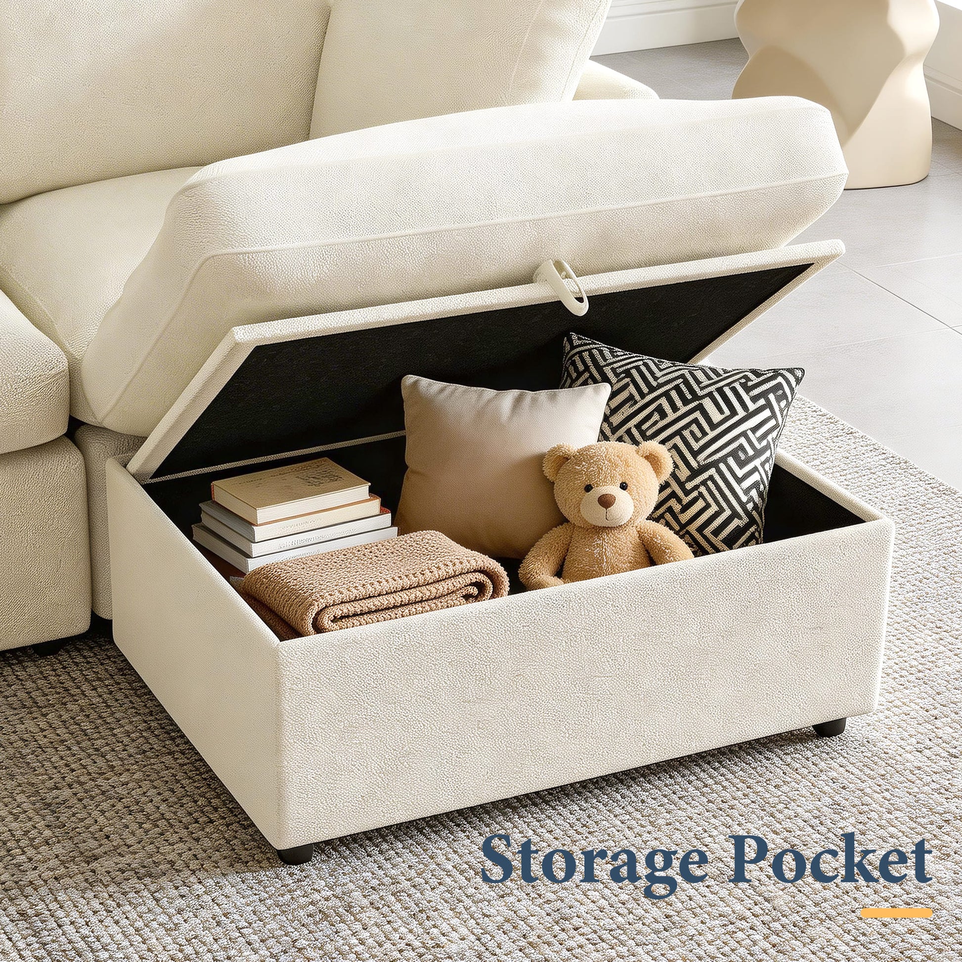 5-seat Modular Sectional Sofa with Hidden Storage