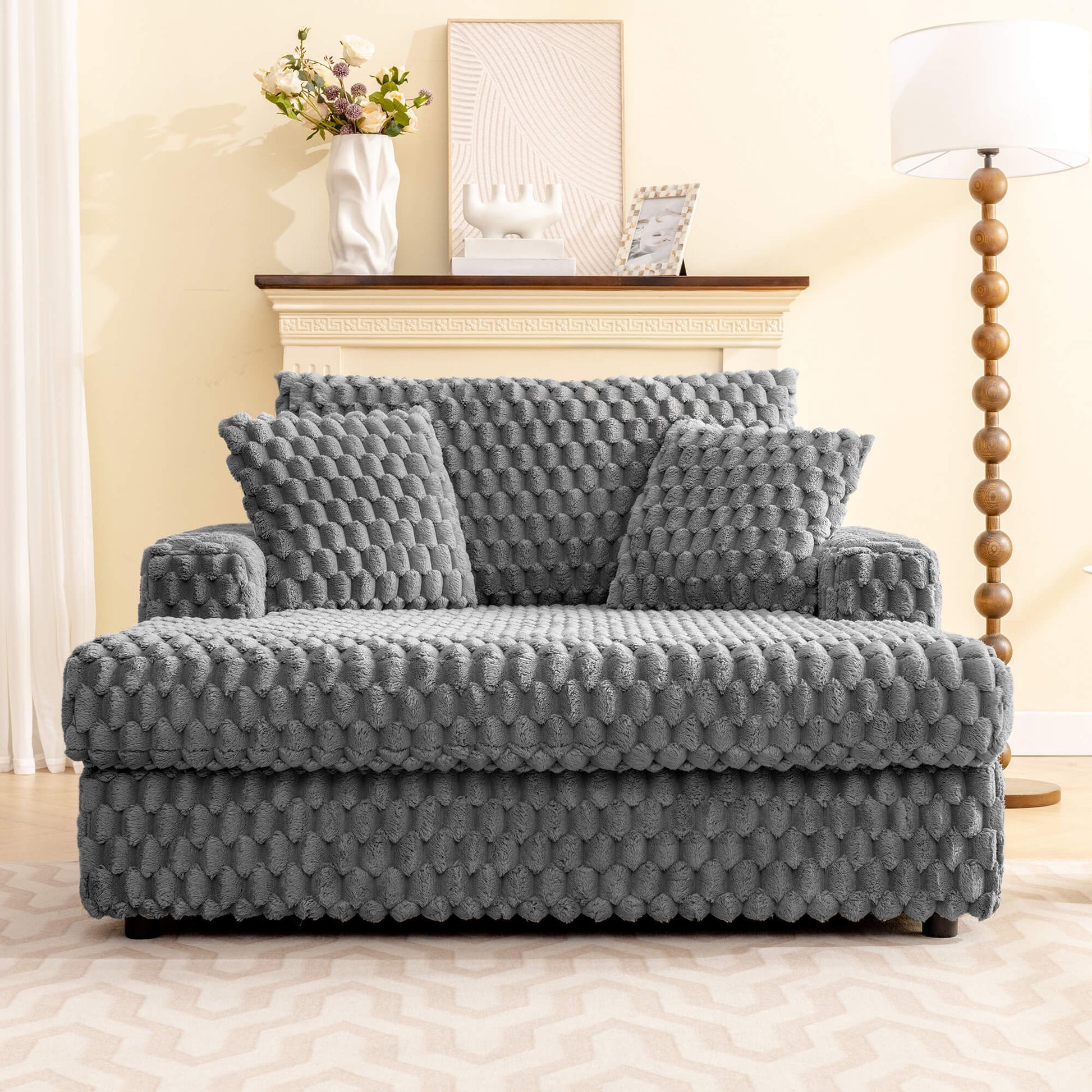 Comfy Cloud Fur Upholstered Sleeper Sofa