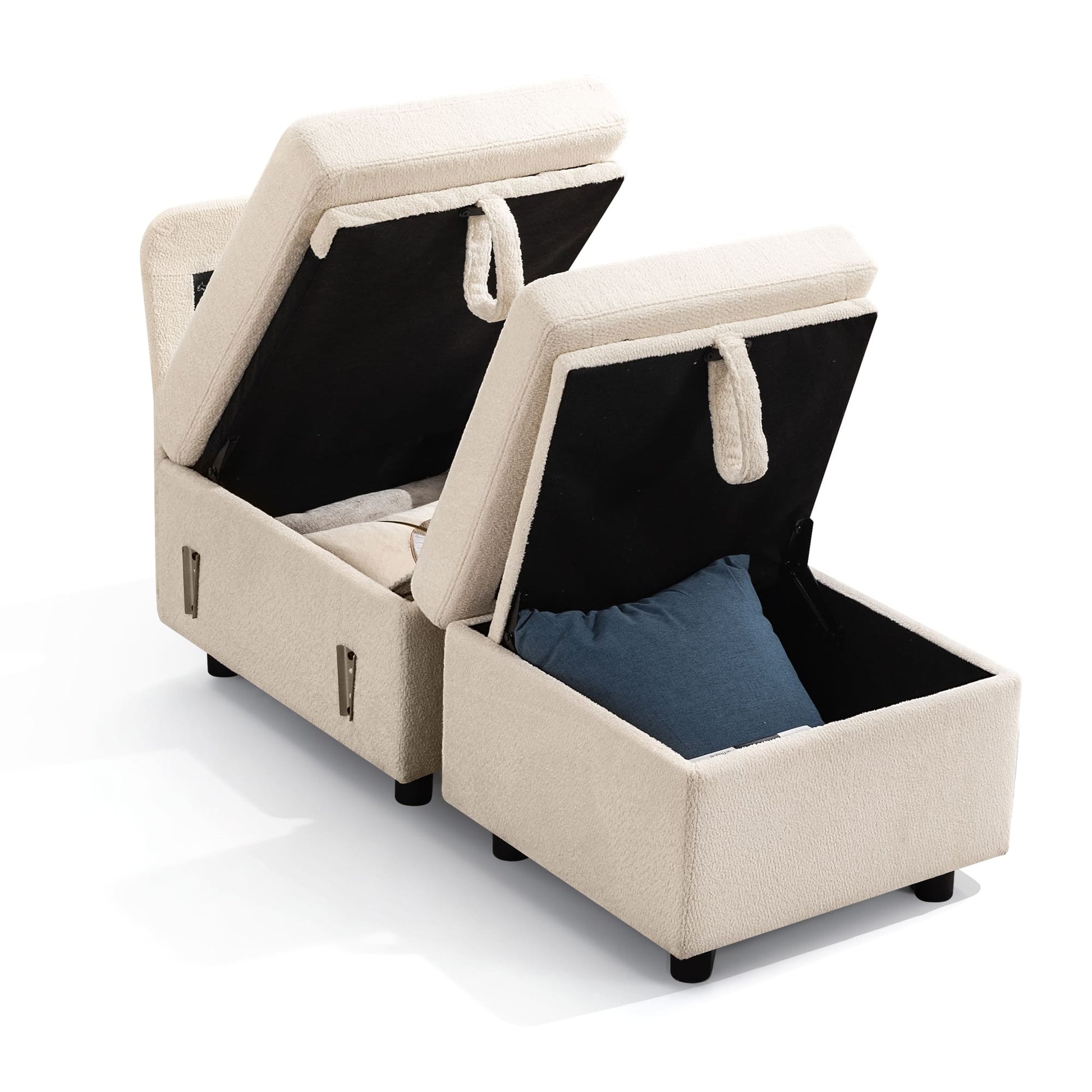 7-Seater Modular Sectional Sofa Couch with Pull-Out Sleeper and Storage