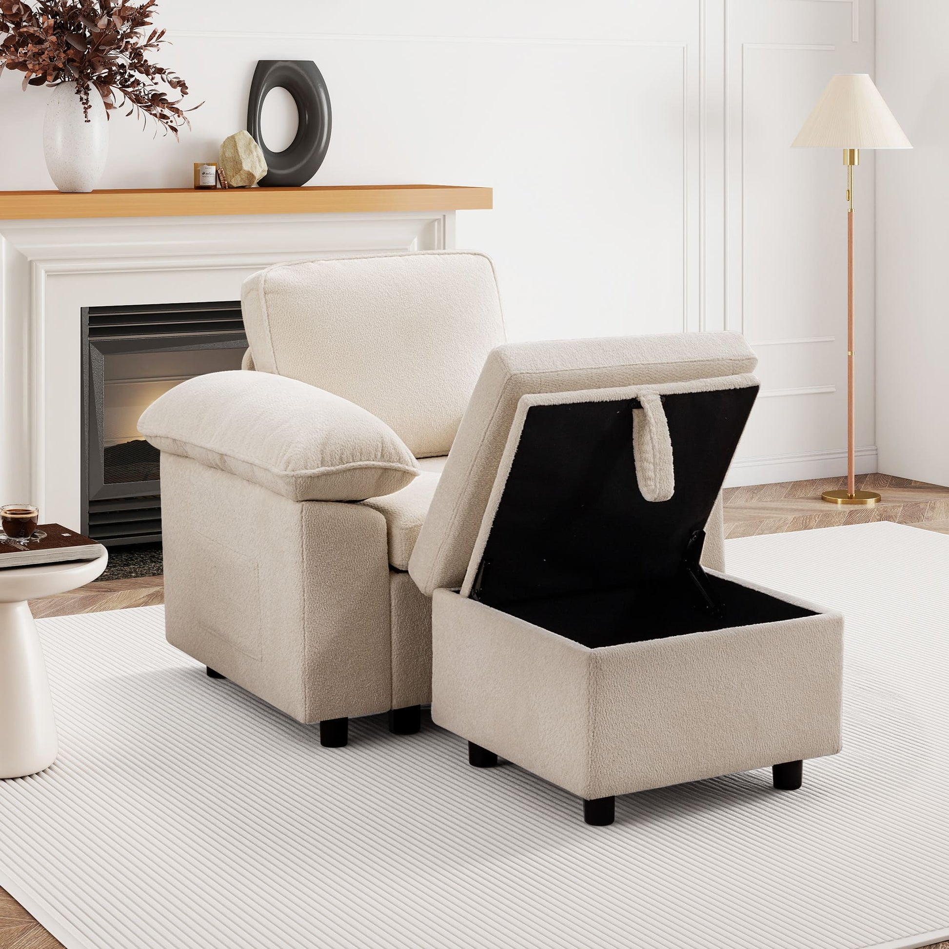 7-Seater Modular Sectional Sofa Couch with Pull-Out Sleeper and Storage