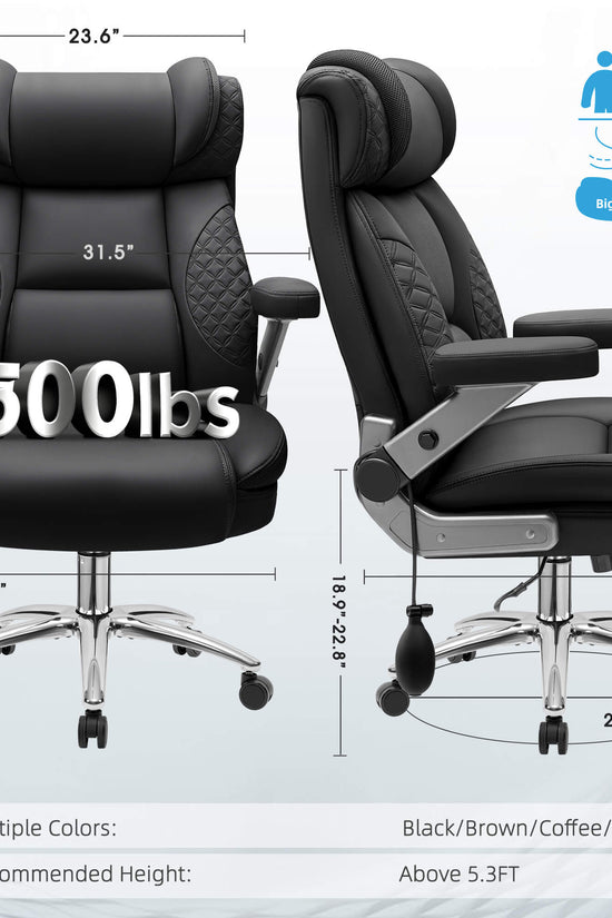 Widened Big and Tall Leather Executive Back Support Office Chair 309