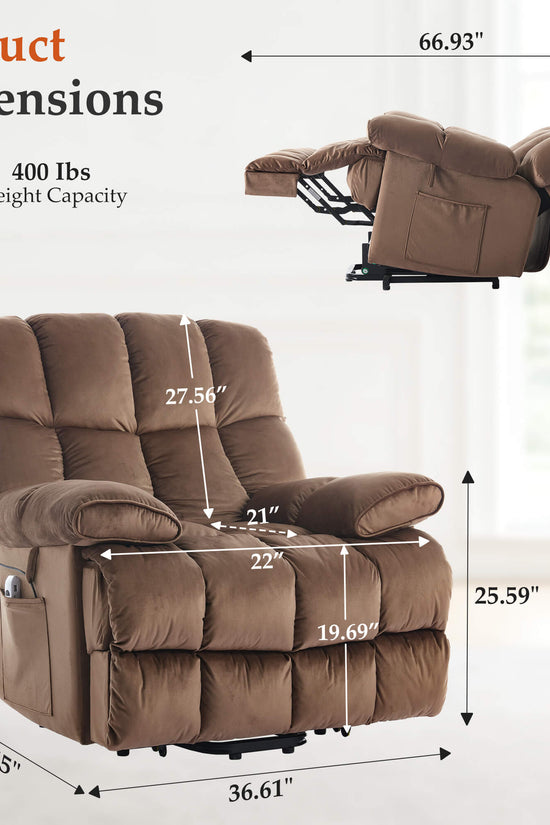 Infinite Position Power Lift Recliner Chair with Massage and Heating for Elderly