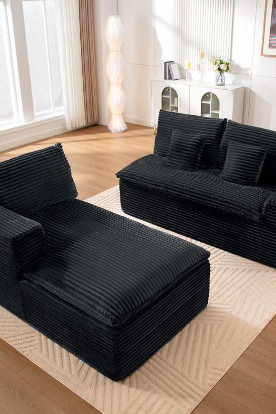 Casual Plush Corduroy L-shape Sectional Sofa