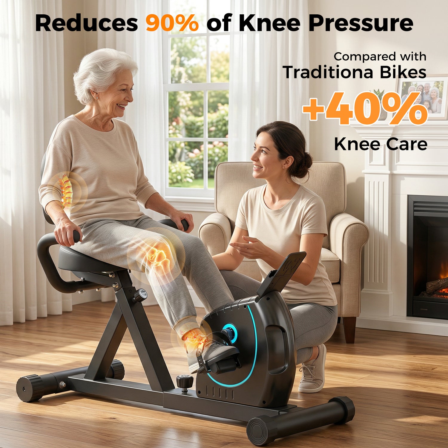 Primy Recumbent Exercise Bikes for Home Stationary with Adjustable Seat and 8 Resistance Level Seat Height Adjustment, Fitness Cardio Indoor Cycling Bike for Home Seniors Adults 300lbs