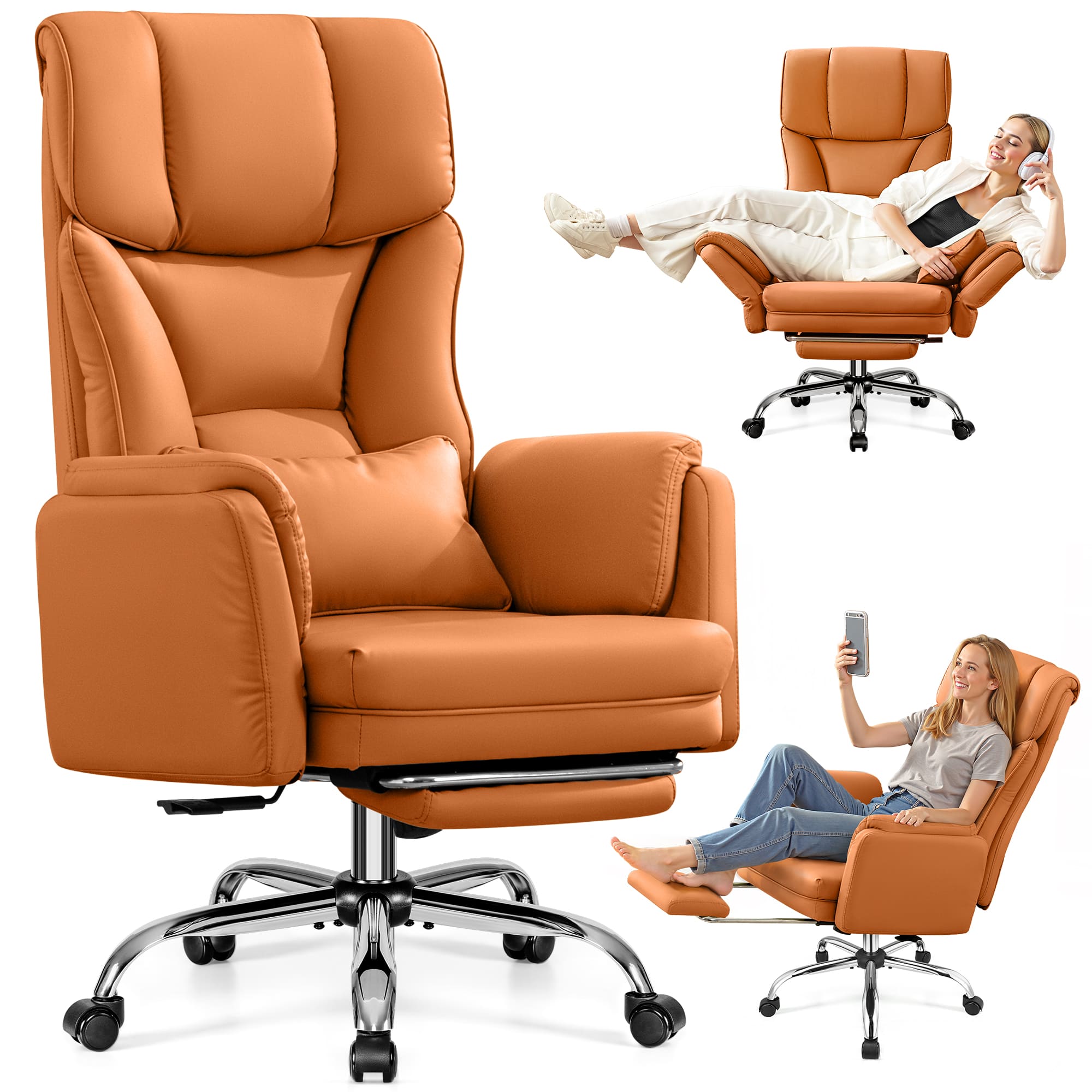 Big and Tall Executive Office Chair with Ergonomic Lumbar Support