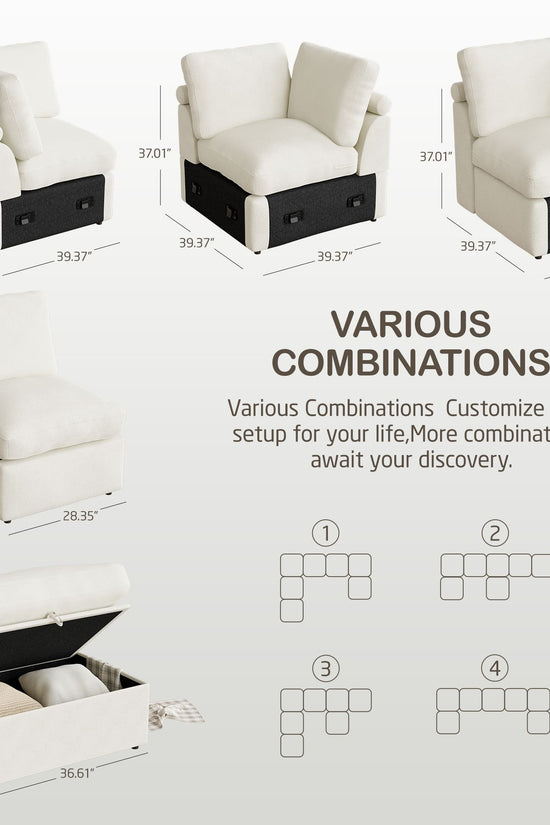 5-seat Modular Sectional Sofa with Hidden Storage