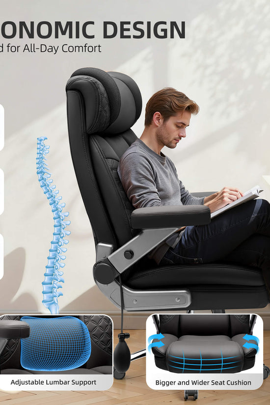 Widened Big and Tall Leather Executive Back Support Office Chair 309