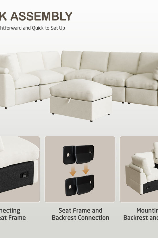 5-seat Modular Sectional Sofa with Hidden Storage
