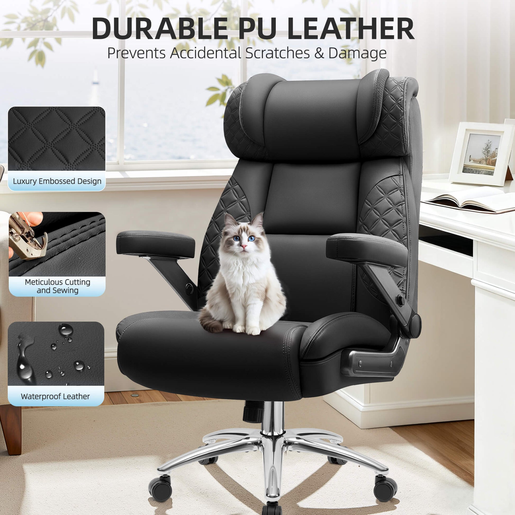 Widened Big and Tall Leather Executive Back Support Office Chair 309