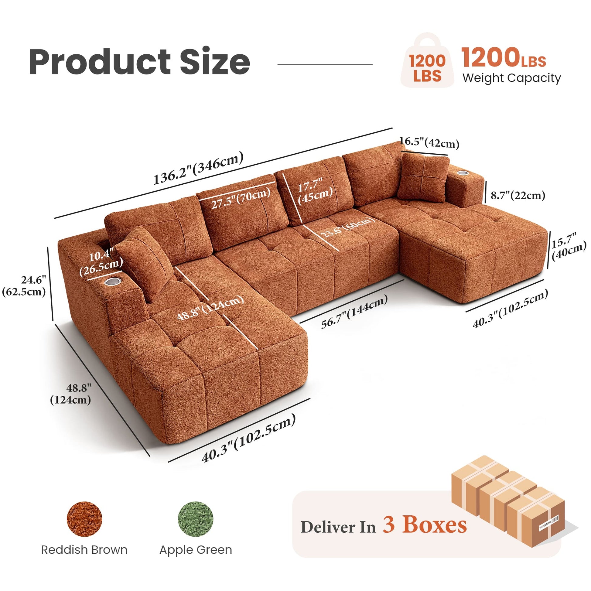 Modular Oversized U-Shaped Deep Seating Sectional Sofa