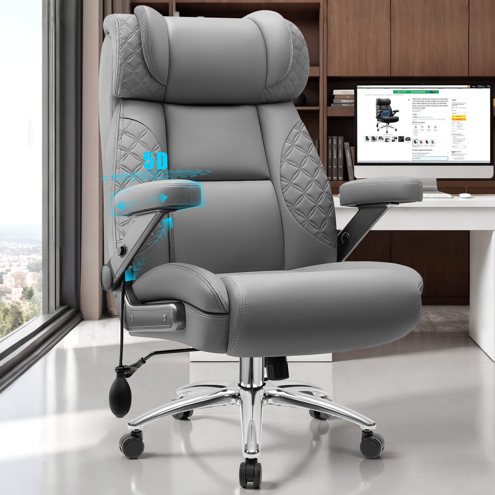 Widened Big and Tall Leather Executive Back Support Office Chair 309