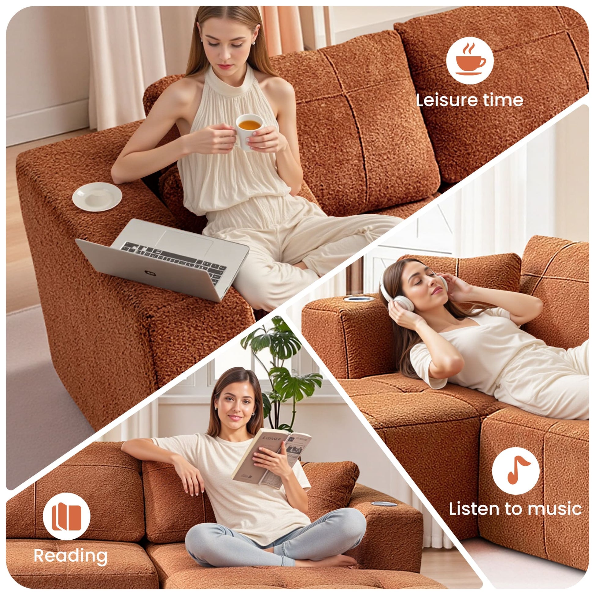 Modular Oversized U-Shaped Deep Seating Sectional Sofa