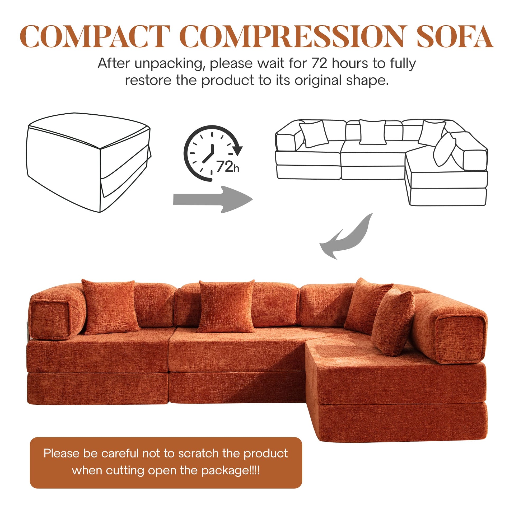 L-Shaped 106.3" W Modular Sectional Sofa Couch