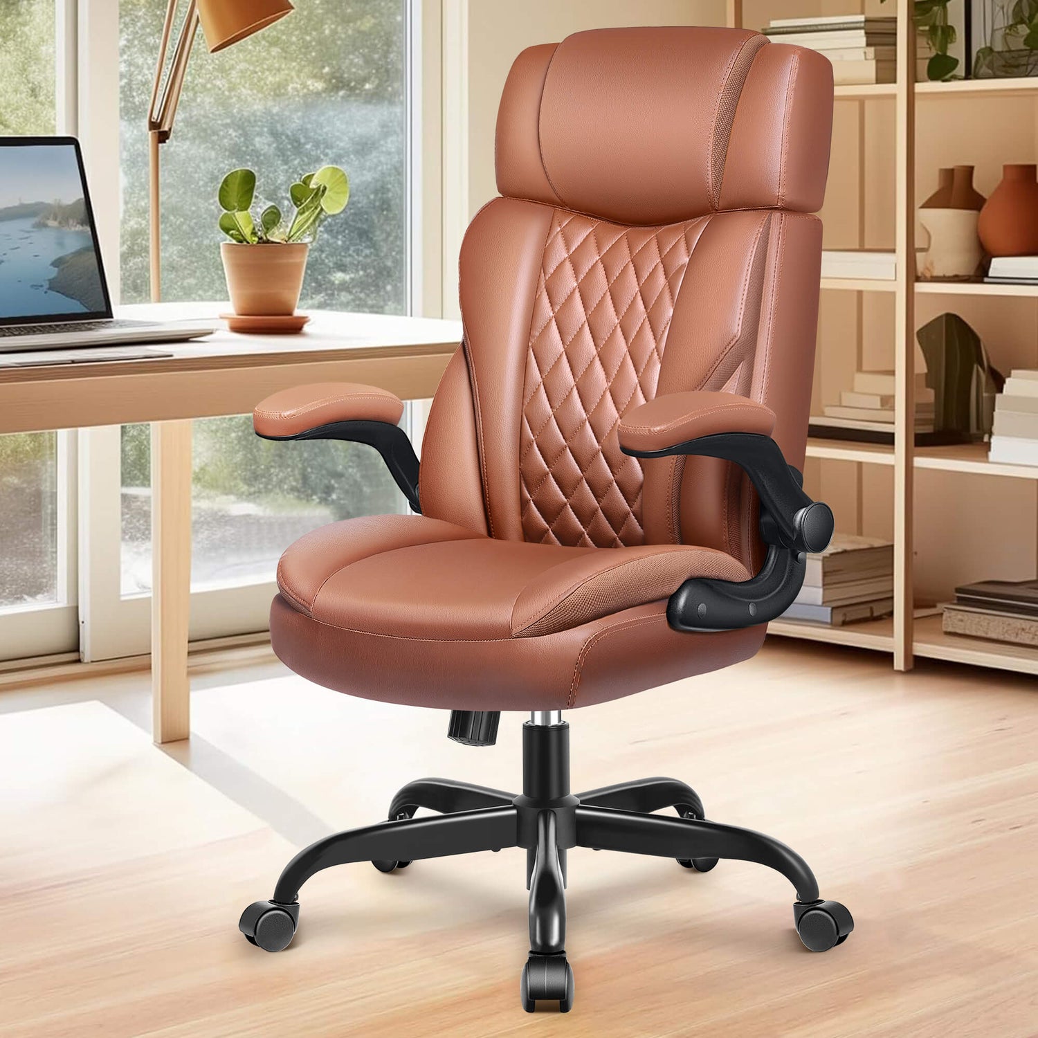 Mid-Back Leather Ergonomic Executive Office Chair with Lumbar Support 688