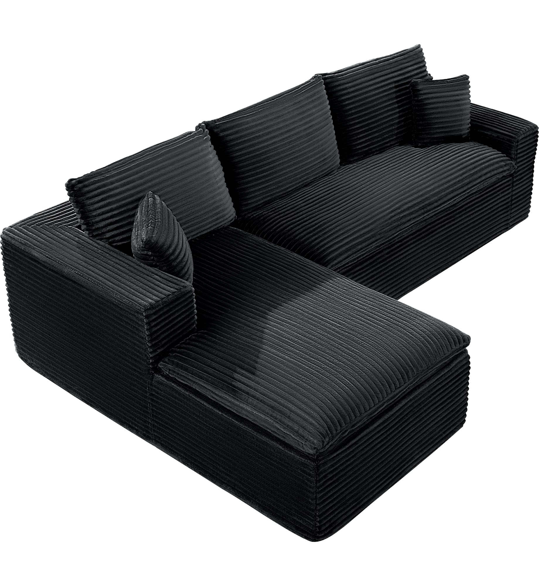 Casual Plush Corduroy L-shape Sectional Sofa